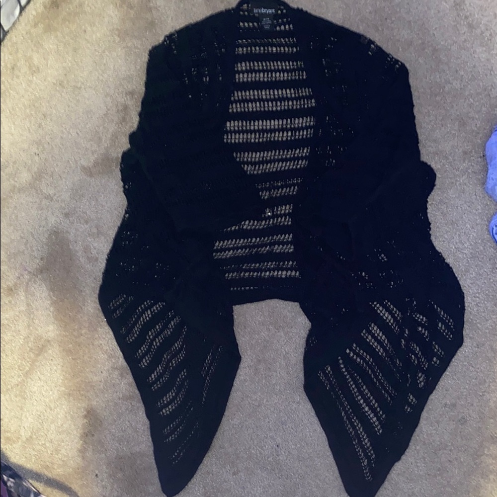 Women's Long Black Open Knit Sweater